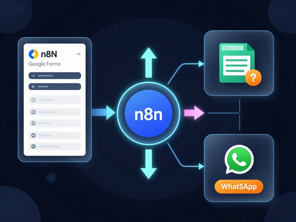 n8n solution architecture diagram Google Forms to WhatsApp for zero cost lead gen n8n India