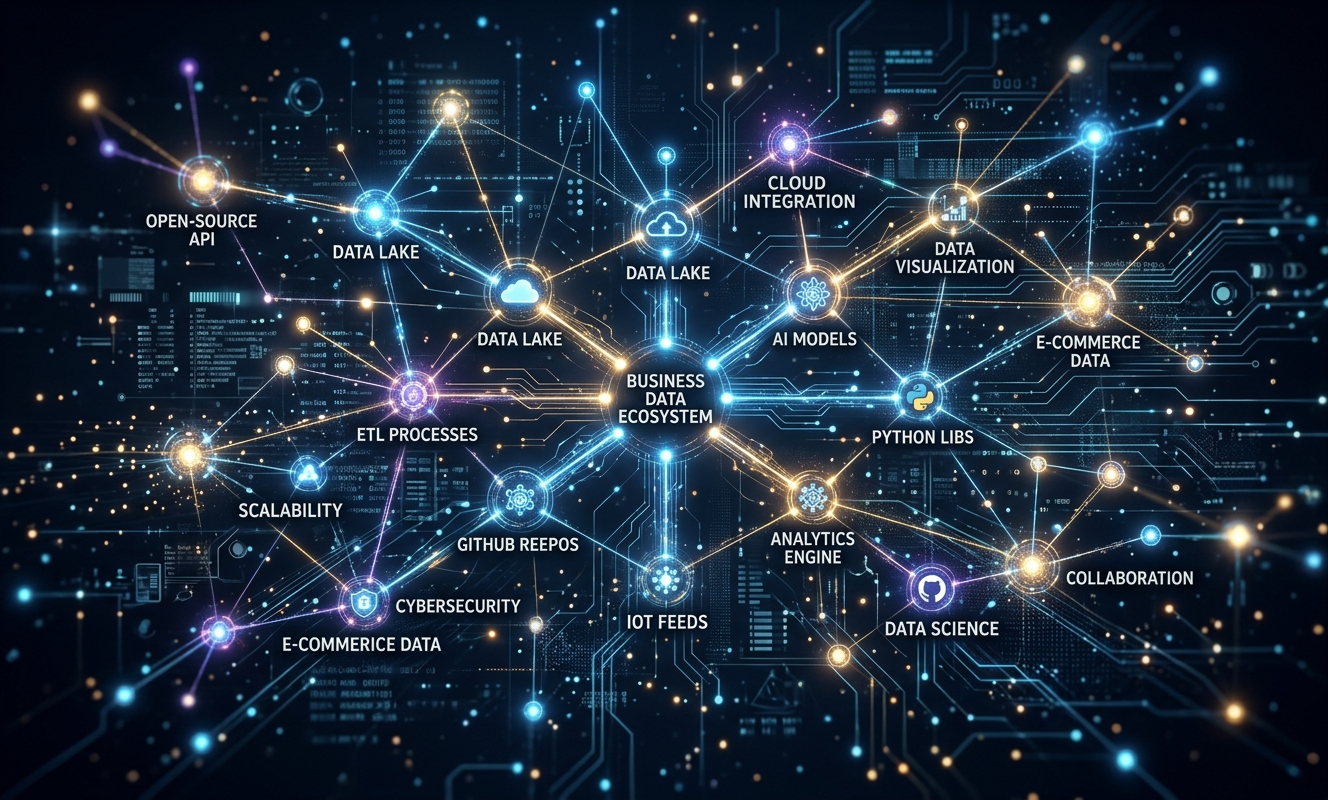Connected business nodes representing data sovereignty and open source CRM benefits