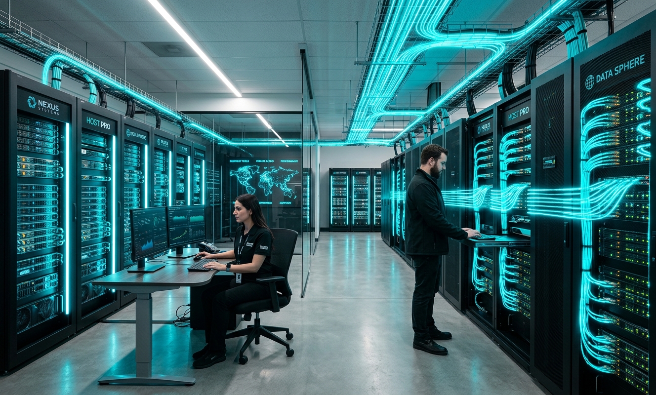 Modern server room representing the power of self-hosting