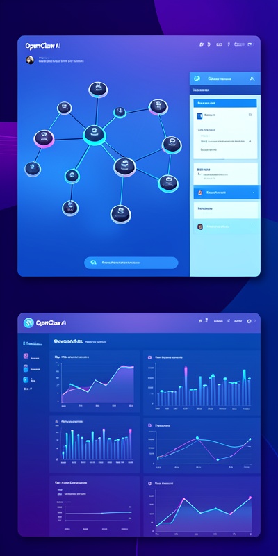 OpenClaw AI platform interface showing autonomous agent nodes and workflow automation dashboard
