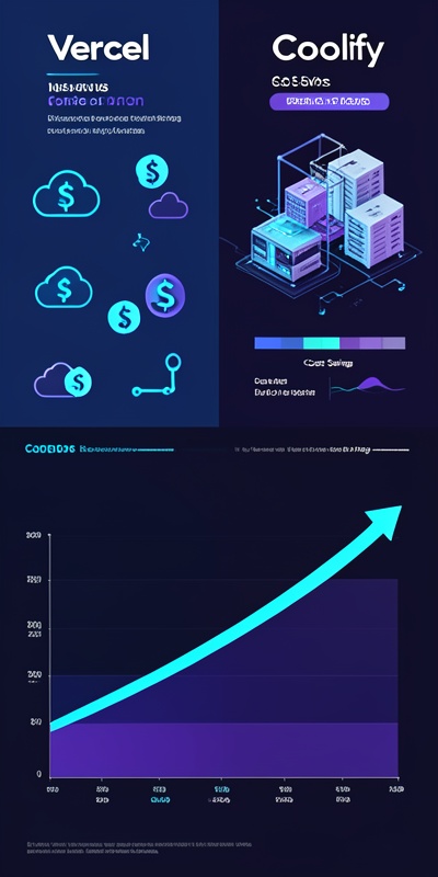 Coolify vs Vercel comparison infographic showing cost savings and deployment features side by side
