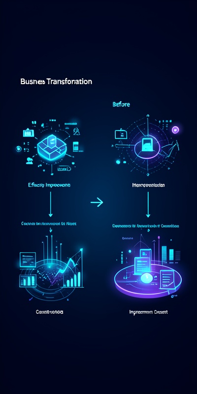 Business transformation before and after workflow comparison showing operational efficiency improvement through automation implementation