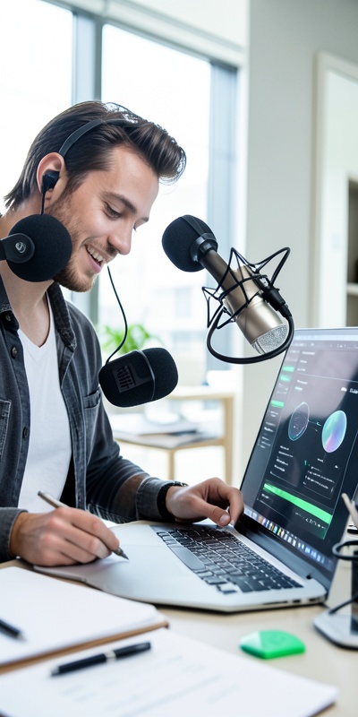 Busy founder overwhelmed by content creation demands while AI automation transforms workflow