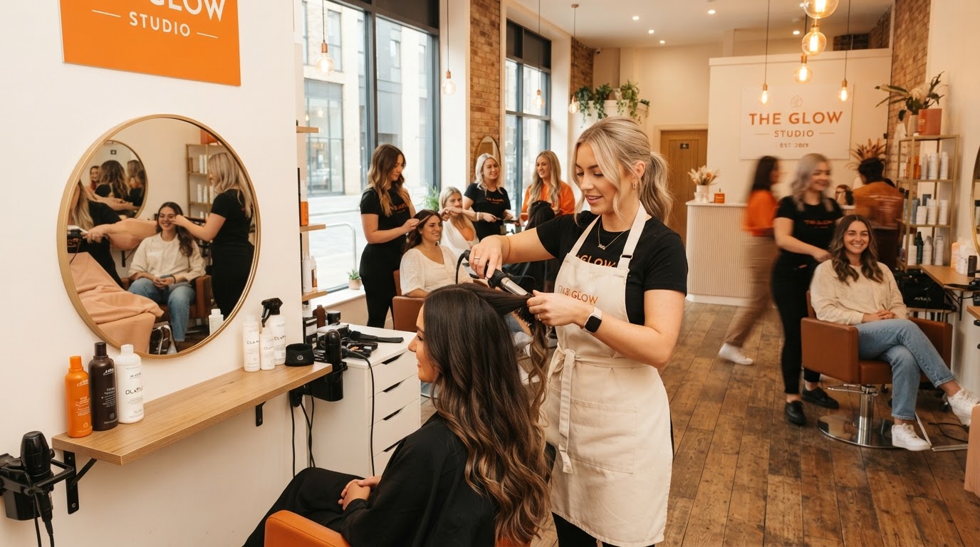 Modern beauty salon with stylists working with customers - marketing automation case study growth